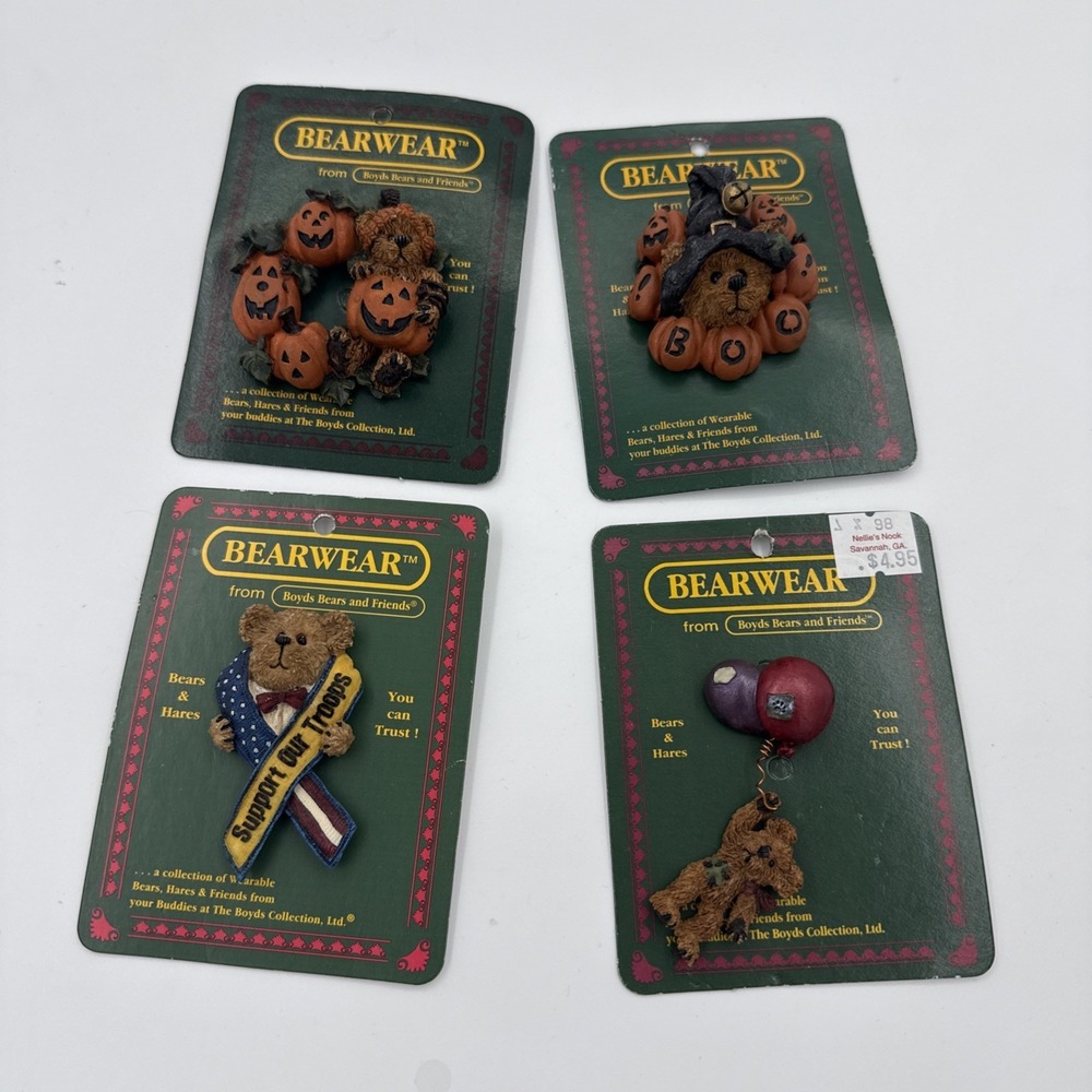 Set Of 4 Bearwear Blues Bears & Friends Pins